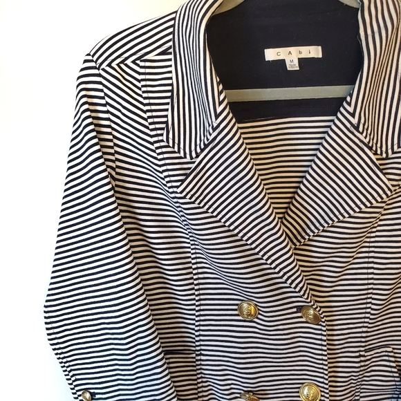 CAbi Nautical Navy & White Striped Blazer Style823 - Picture 3 of 4
